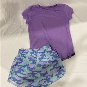 Wonder Nation Purple Tee and Champion Camo Shorts Set